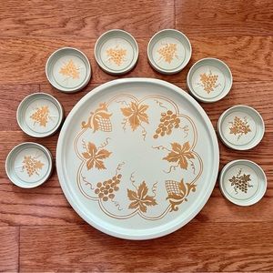 Vintage 1950s Serving Tray with 8 Coasters
